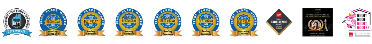 2019 Bold City Best; Best of Clay 2020 through 2025; GAF Triple Excellence Award; SunRay Extraordinary Women in Construction, Dawn McCarthy; Owens Corning Platinum Preferred
